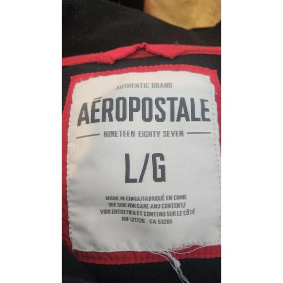 Aeropostale Jacket Mens Large Black Blue Fleece Full Zip 87 Logo Casual - Picture 4 of 4